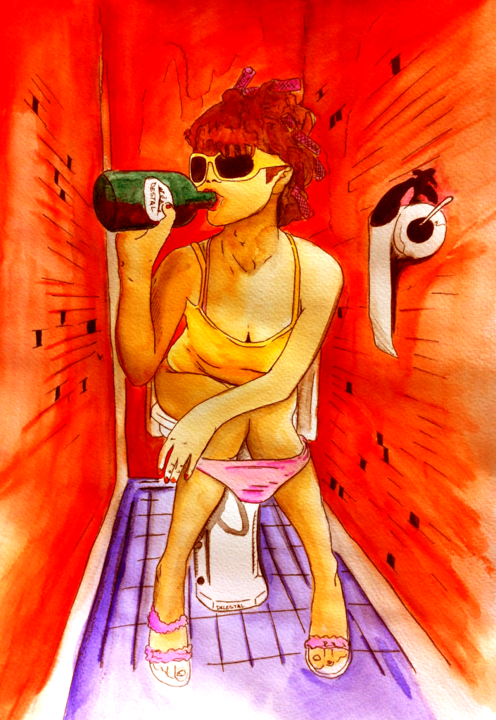 La caca de todos y todas marida con soltura en la cultura pop. ¿Cómo hizo para ganar tanto espacio? ¿Qué tiene Superman que no caga? La literatura de baños y los pedos de mujeres hermosas. Un tendal de soretes al calor de los rayos catódicos, la tevé basura y esa poderosa máquina de defecar llamada Internet. Ilustración: Javier Delestal